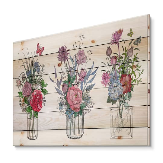 Designart - Bouquets of Wildflowers In Transparent Vases I